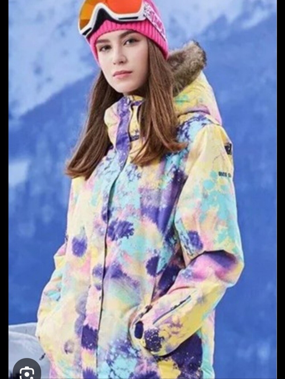 Pastel Tie-Dye Winter Ski Jacket - Multicolor Size M